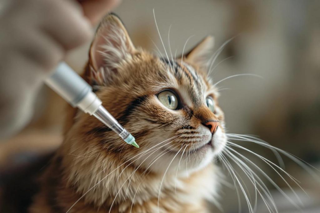 chat prenant du cbd via une pipette